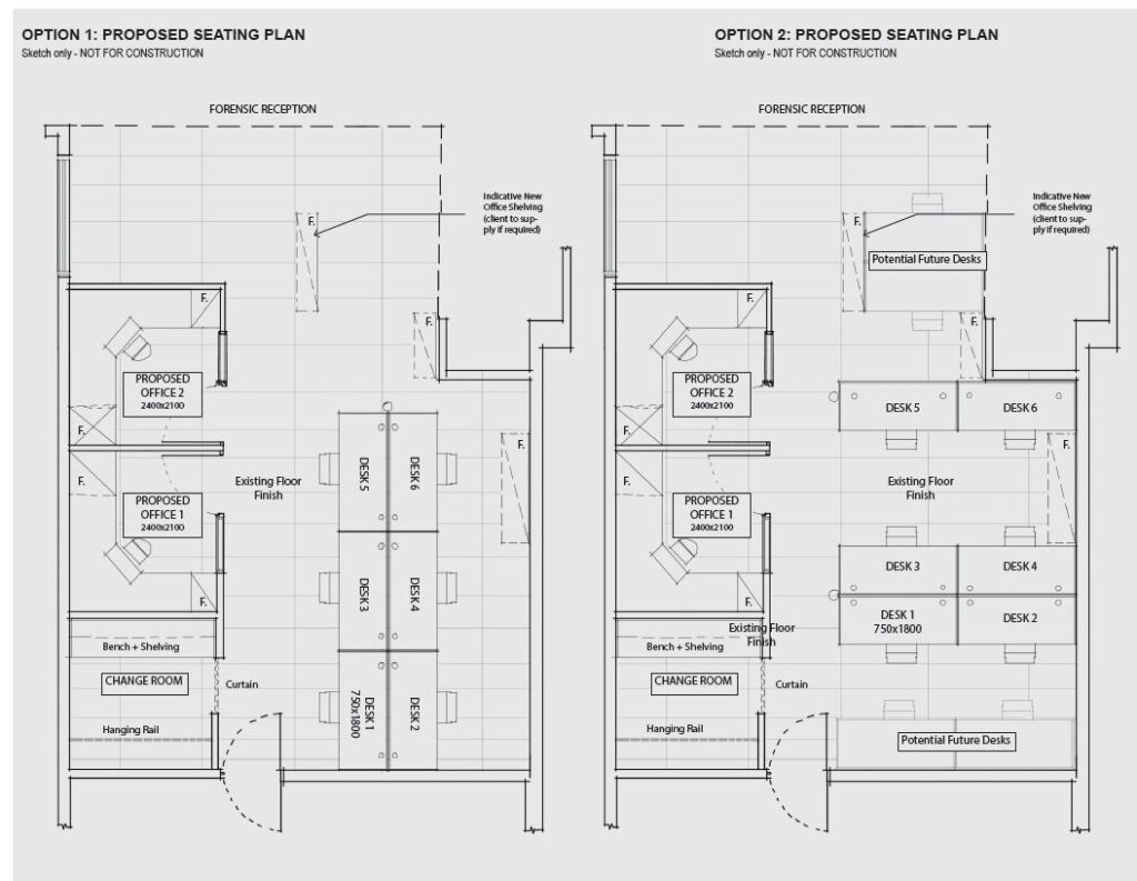 Seating plan options prepared at briefing