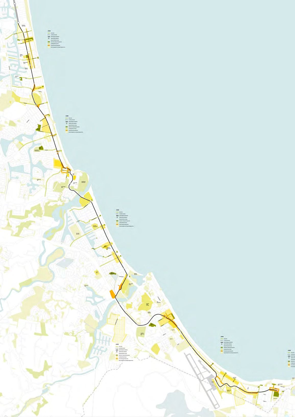Activity nodes and green network along the corridor