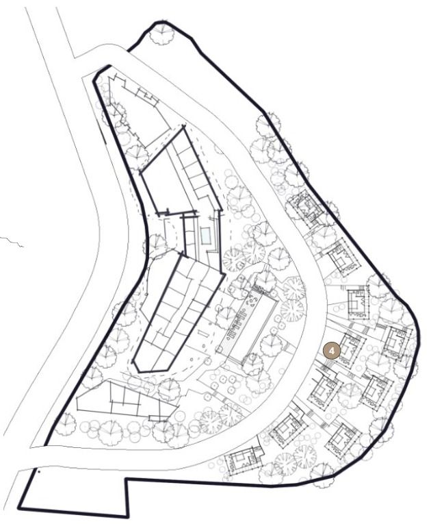 Site plan of the hotel and villas